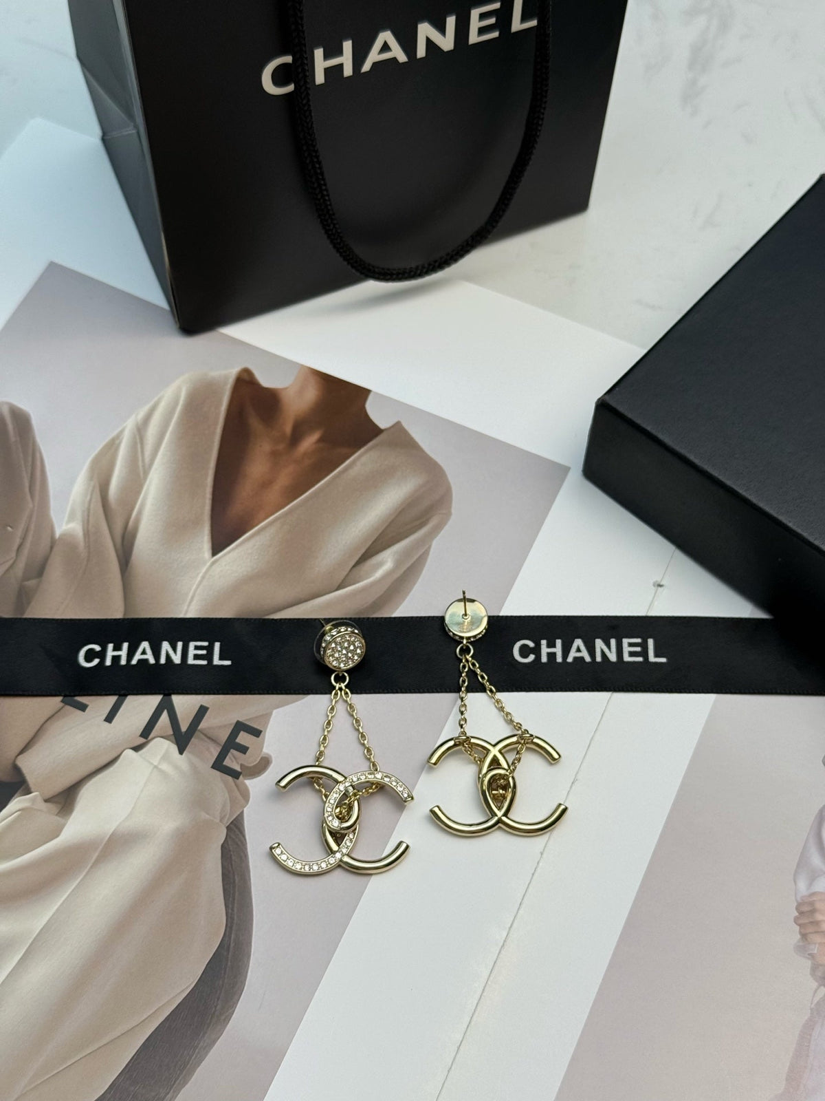 CHANEL Black Earrings