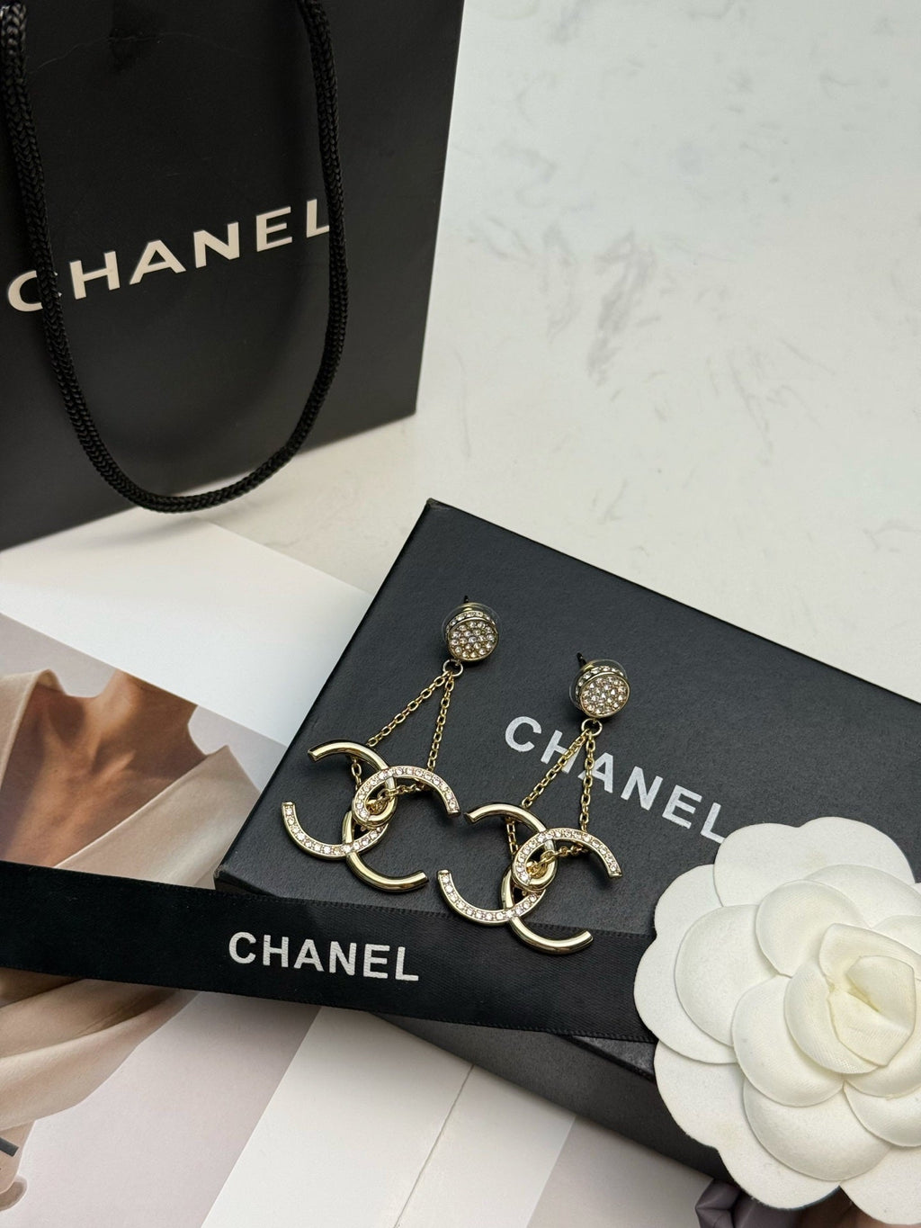 CHANEL Black Earrings