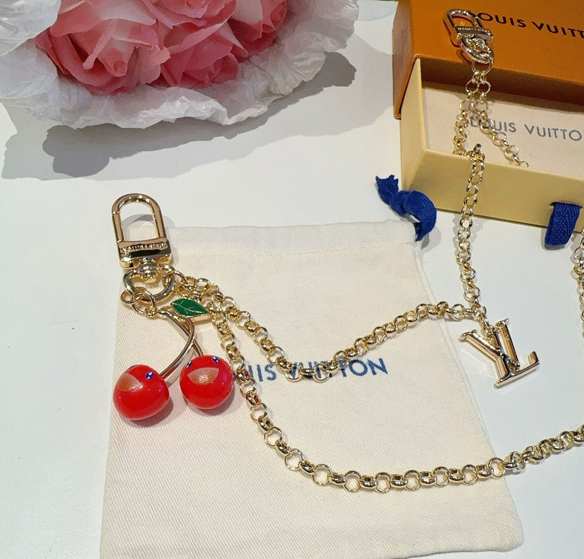 LOUIS VUITTON Logo Bag Charm Keychain