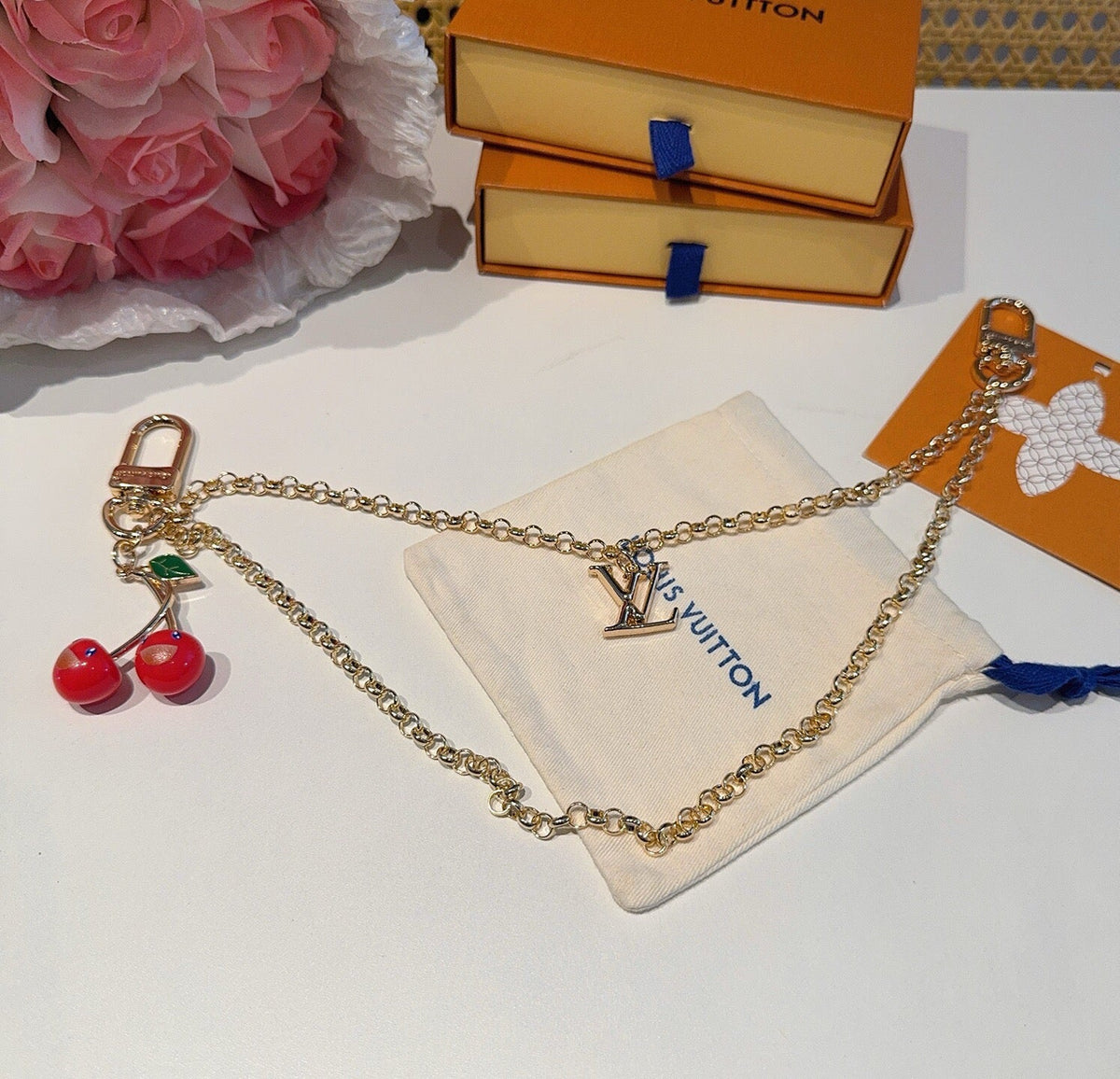 LOUIS VUITTON Logo Bag Charm Keychain