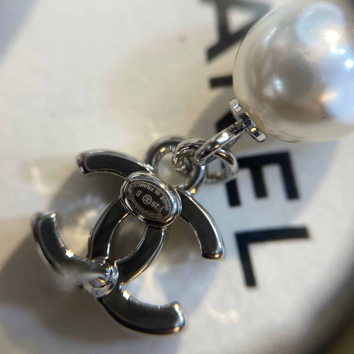 CHANEL Pearl Silver-Tone Earrings