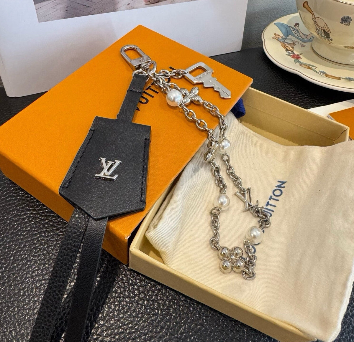 LOUIS VUITTON Logo Bag Charm Keychain