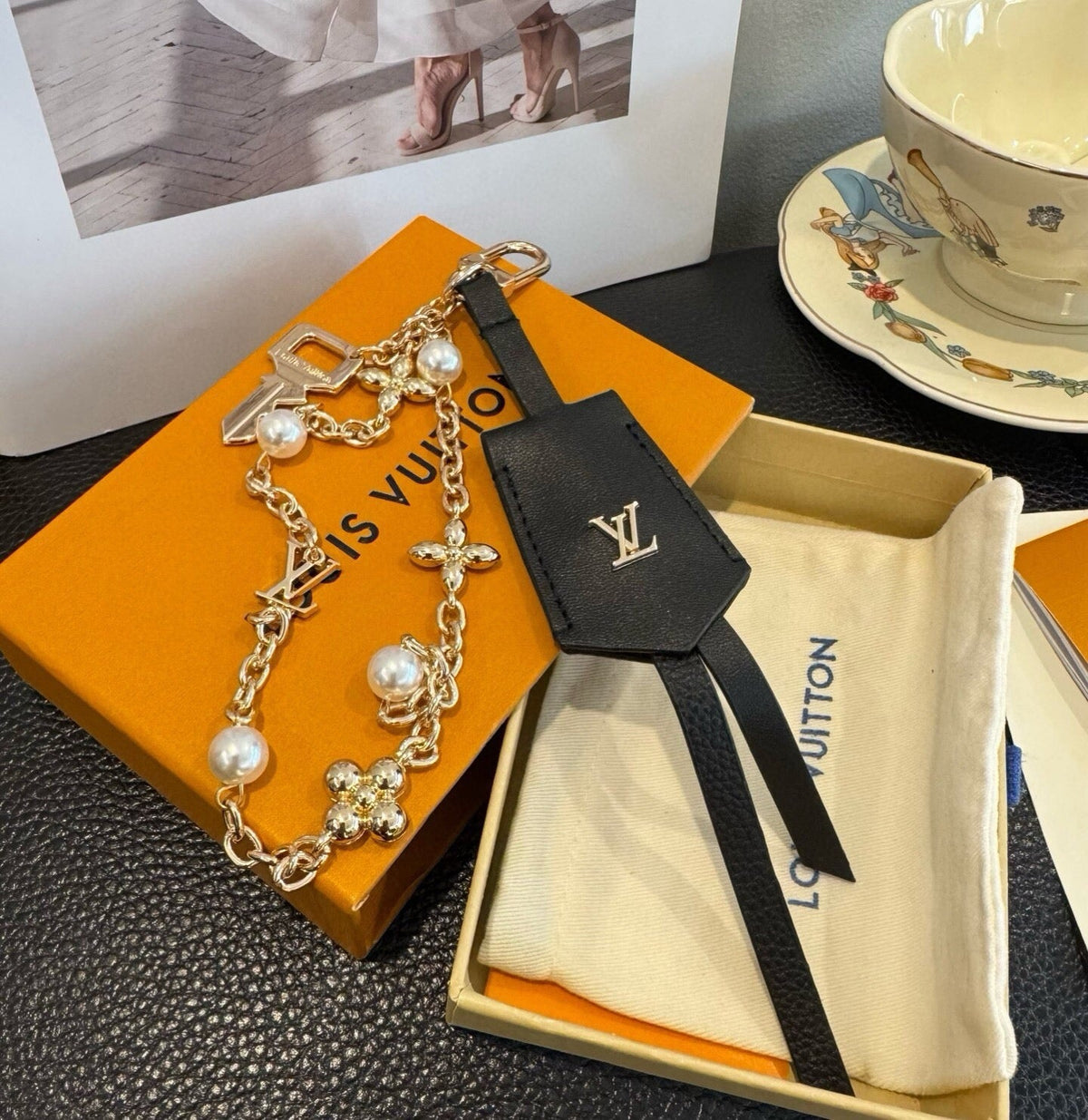 LOUIS VUITTON Logo Bag Charm Keychain