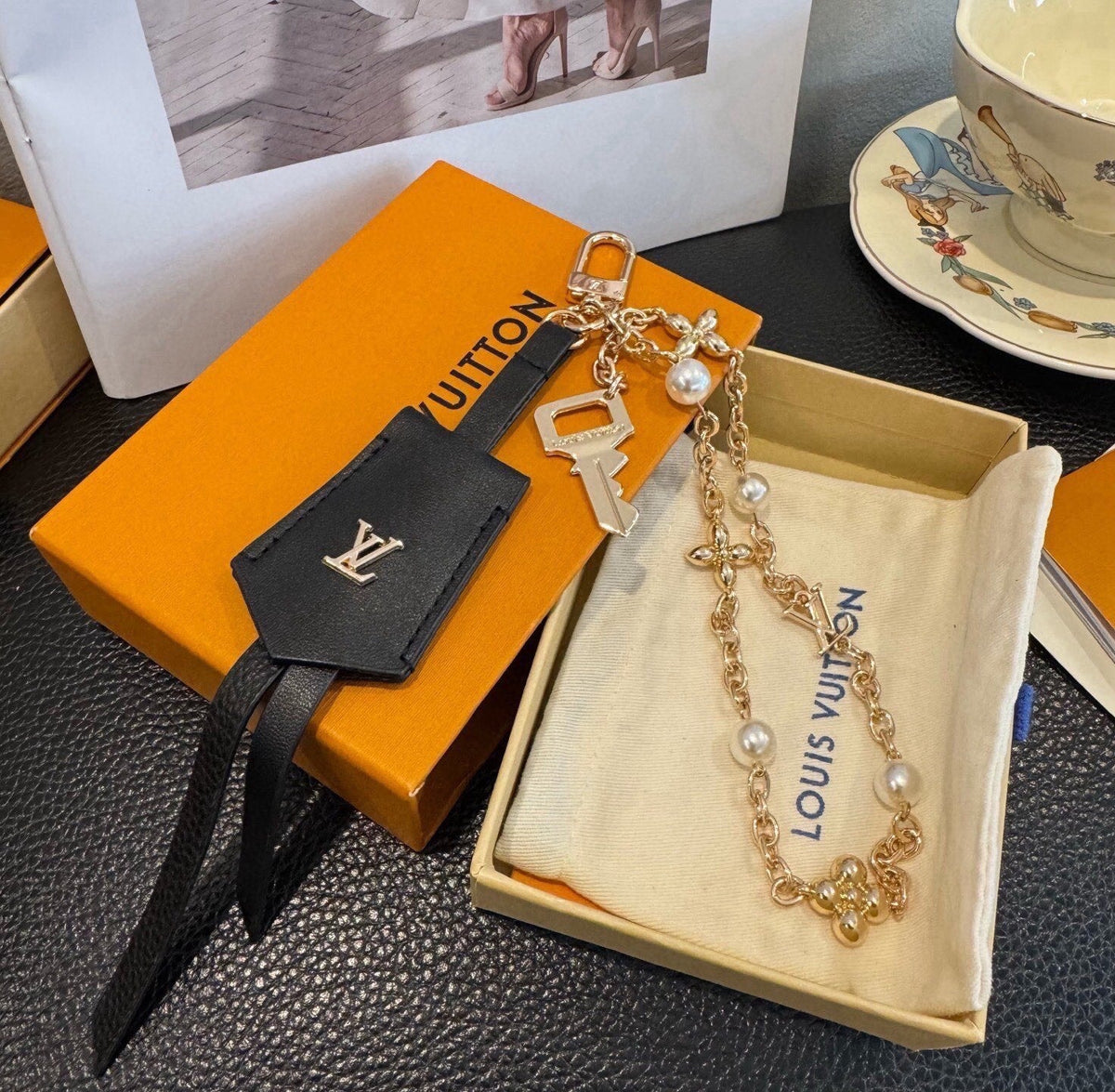 LOUIS VUITTON Logo Bag Charm Keychain