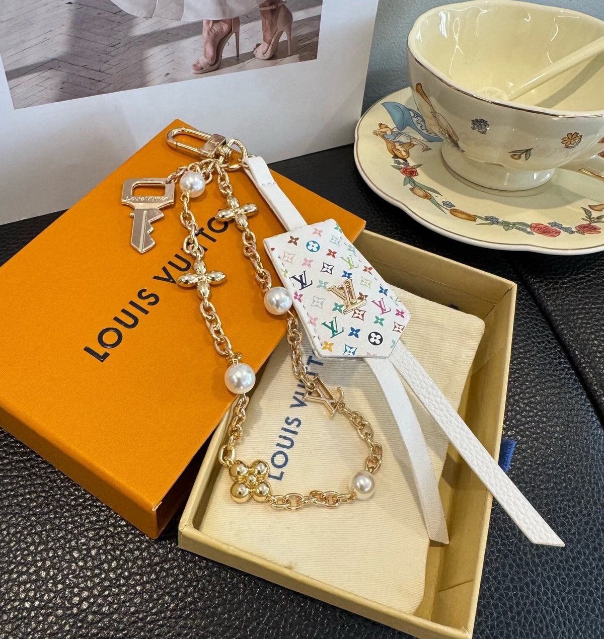 LOUIS VUITTON Logo Bag Charm Keychain