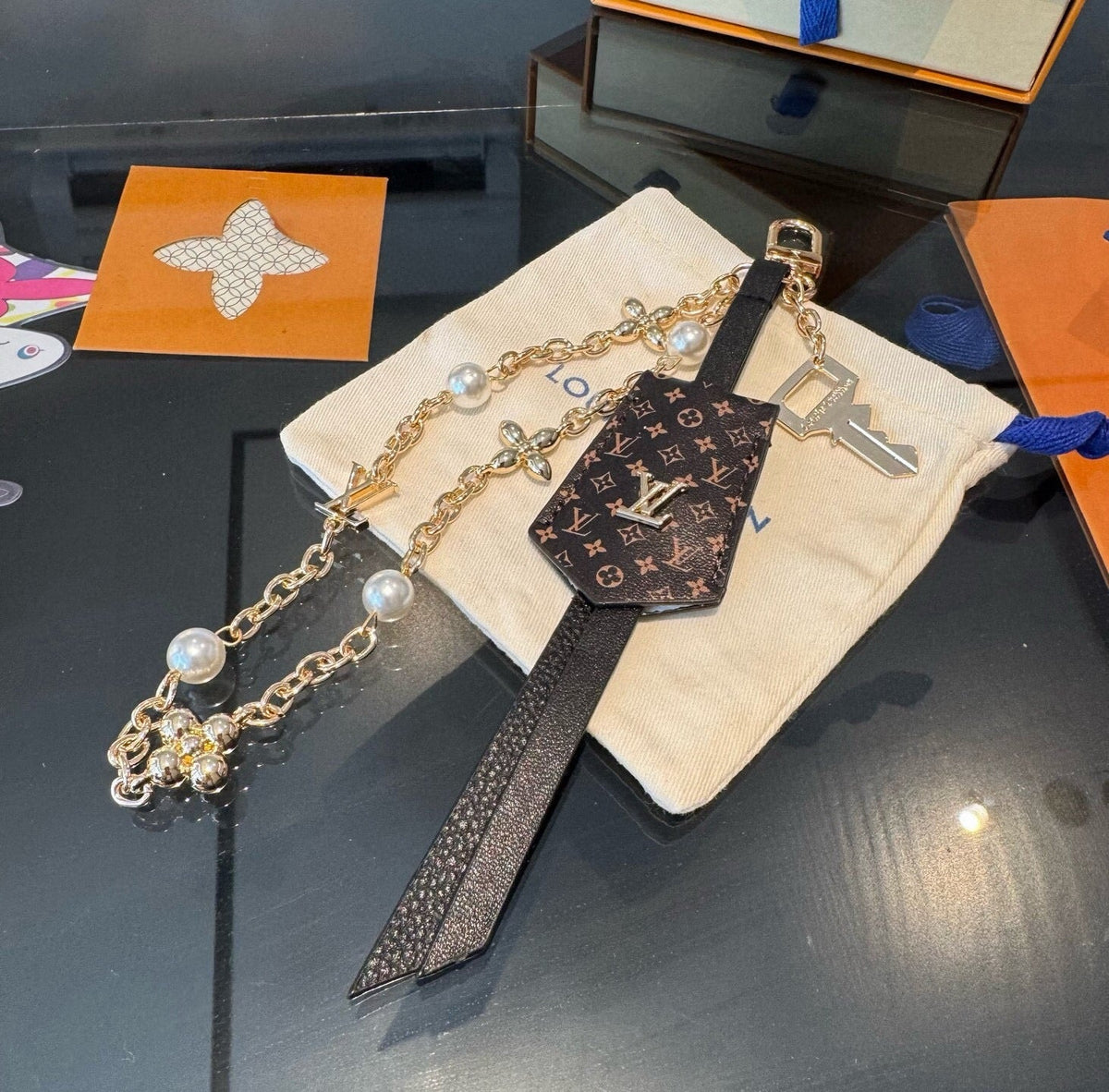 LOUIS VUITTON Logo Bag Charm Keychain