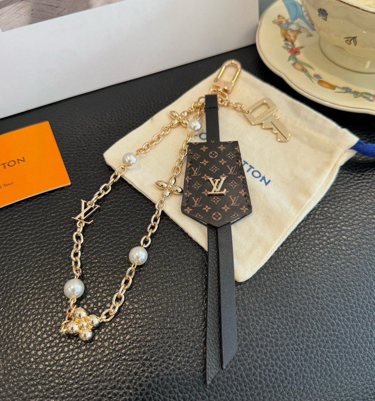 LOUIS VUITTON Logo Bag Charm Keychain