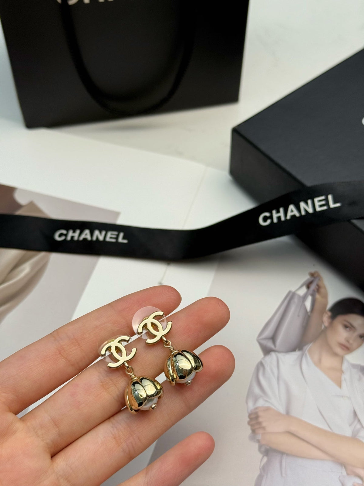 CHANEL Pearl Earrings