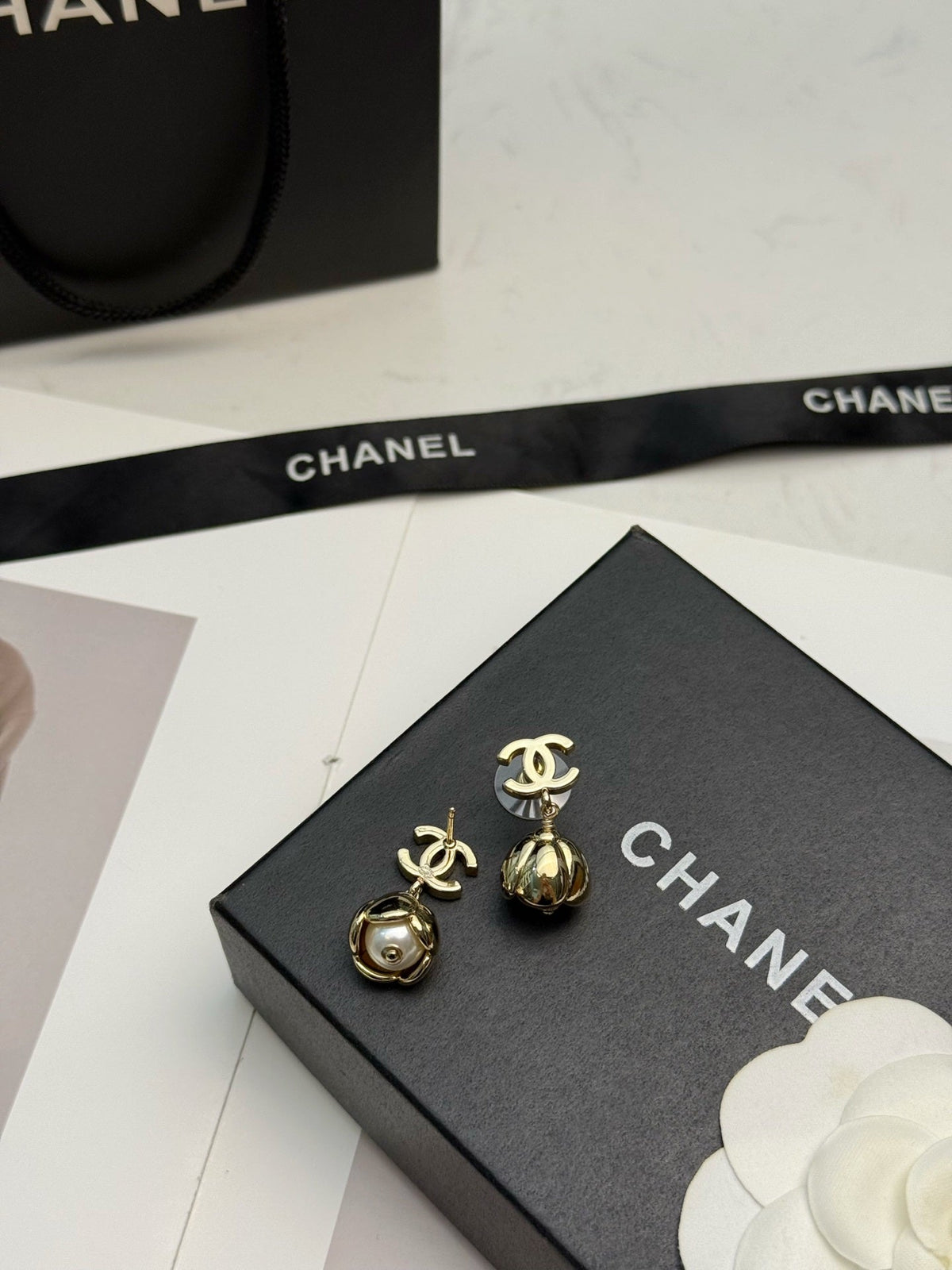 CHANEL Pearl Earrings