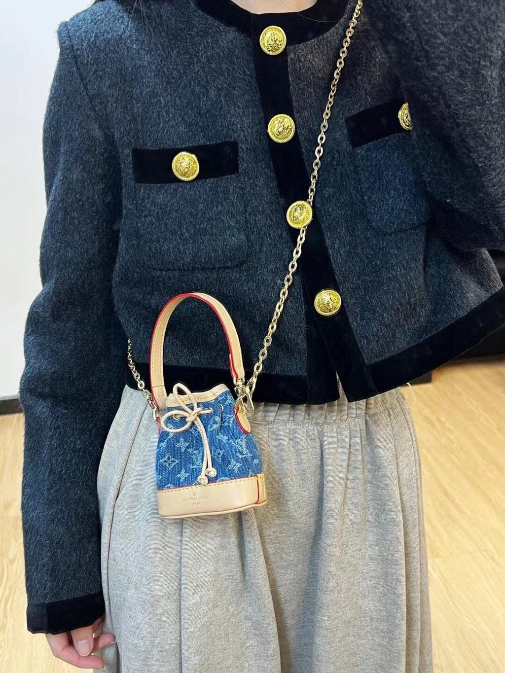 LOUIS VUITTON Denim Mini Bag Bag Charm