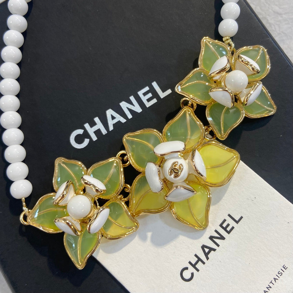 CHANEL Enamel Camellia Necklace