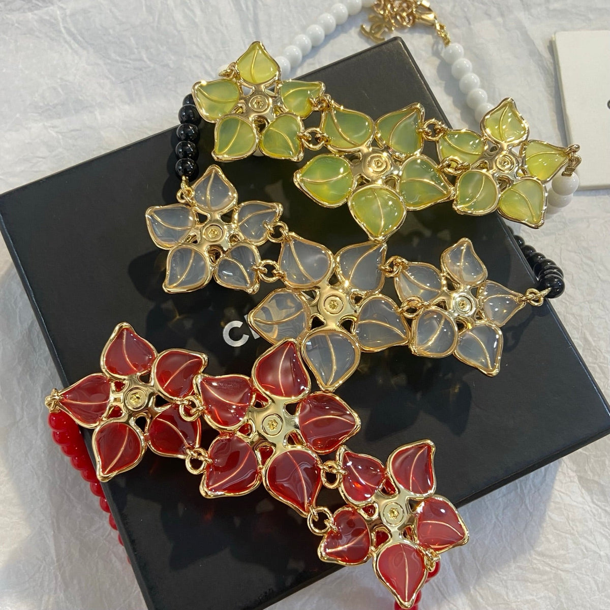 CHANEL Enamel Camellia Necklace
