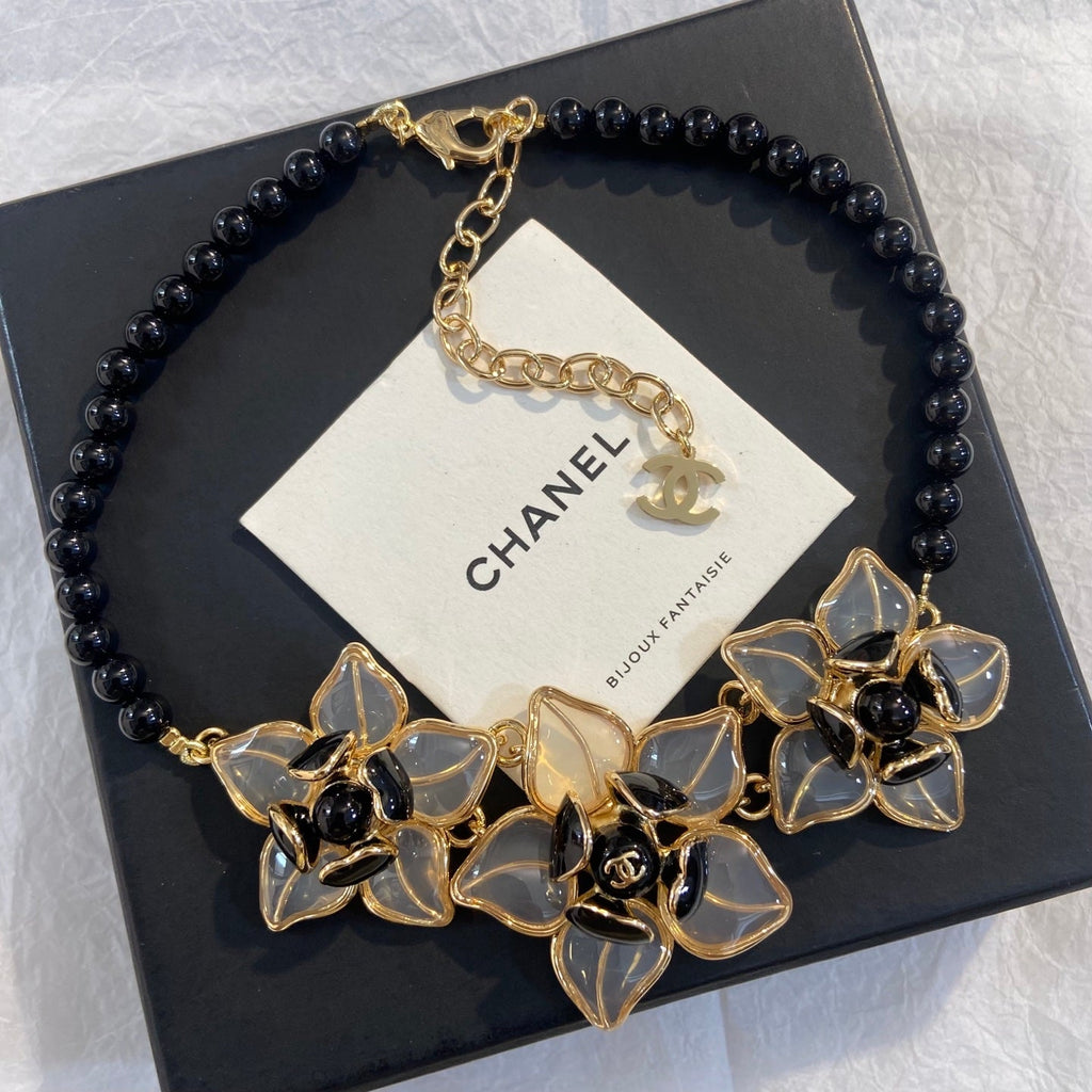 CHANEL Enamel Camellia Necklace