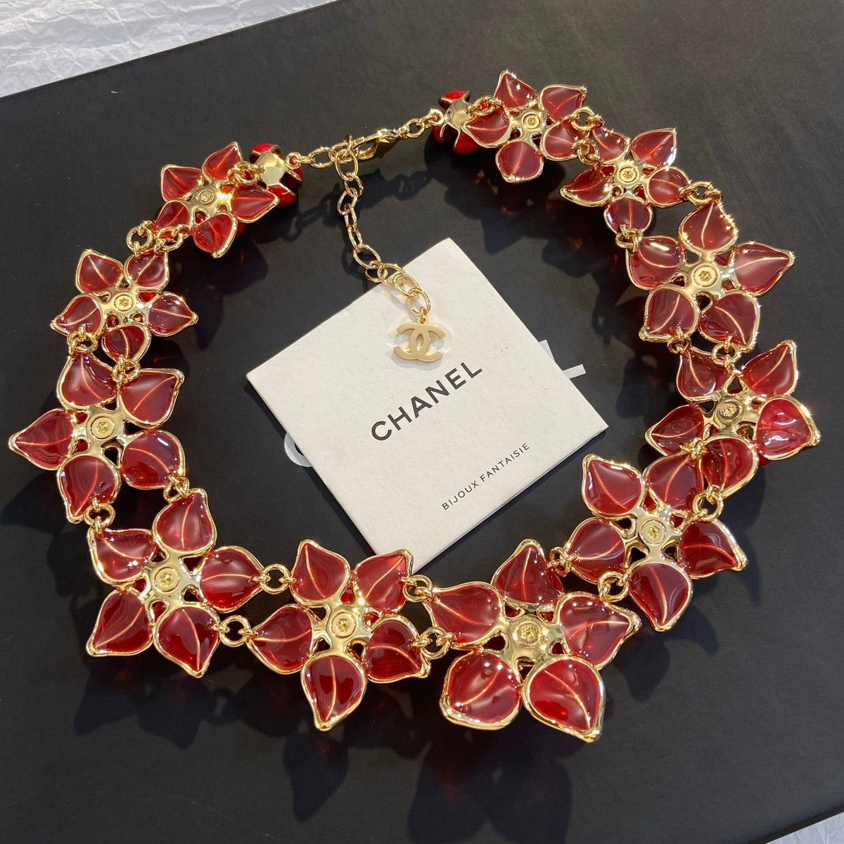 CHANEL Enamel Camellia Necklace