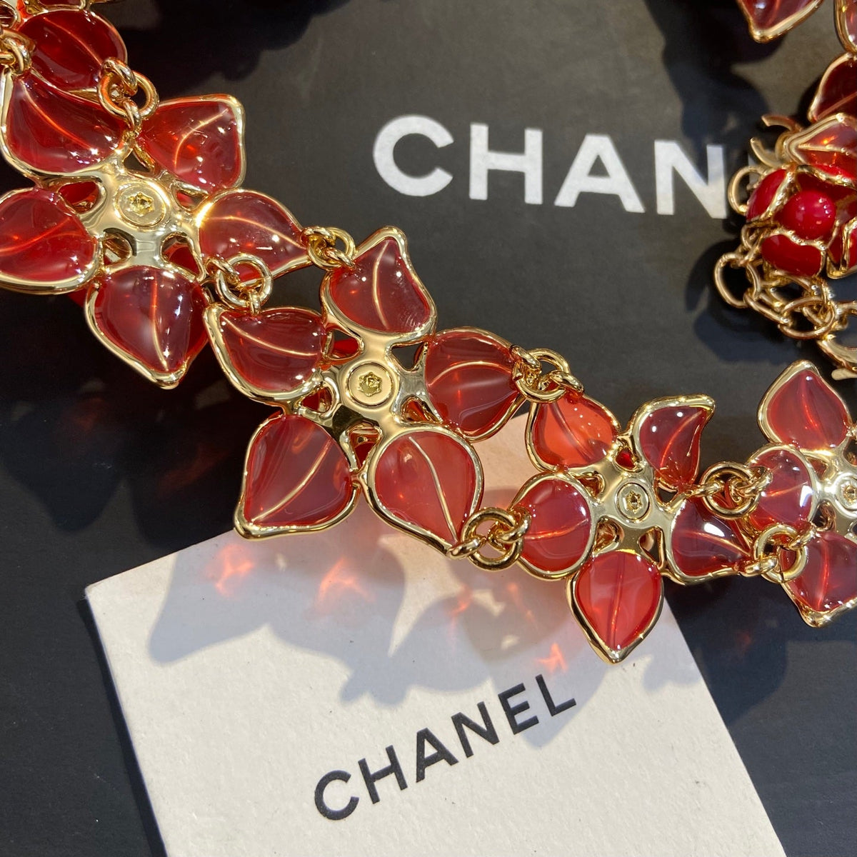 CHANEL Enamel Camellia Necklace