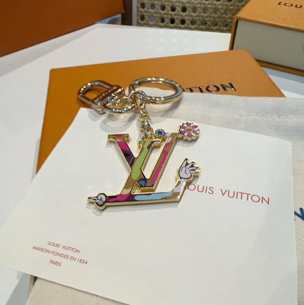 LOUIS VUITTON M02468 Brass Flower Bag Charm Keychain