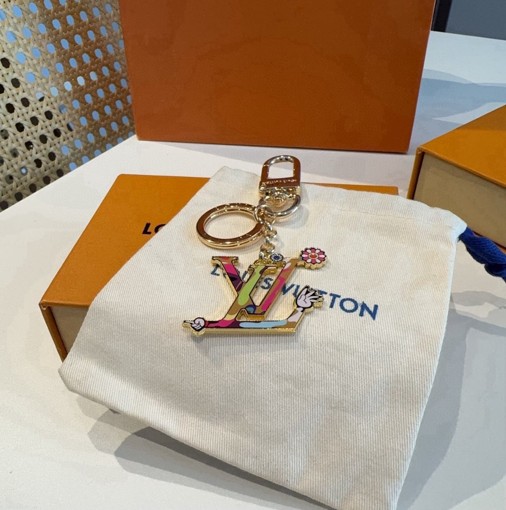 LOUIS VUITTON M02468 Brass Flower Bag Charm Keychain