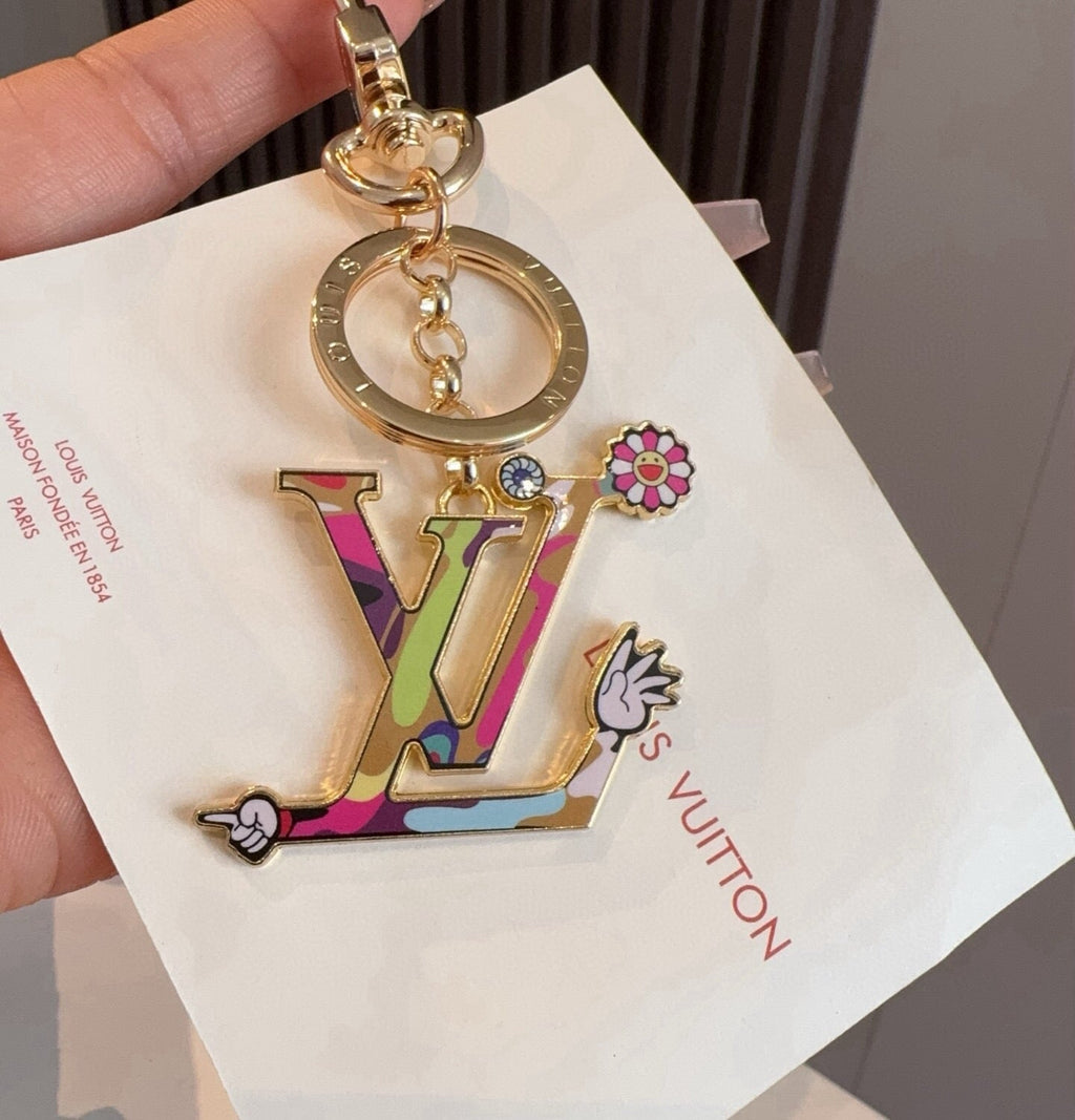 LOUIS VUITTON M02468 Brass Flower Bag Charm Keychain