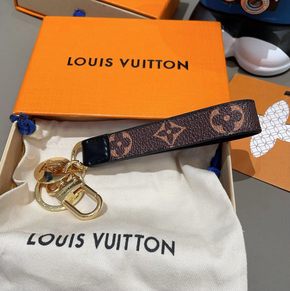 LOUIS VUITTON Canvas Metal Bag Charm Keychain