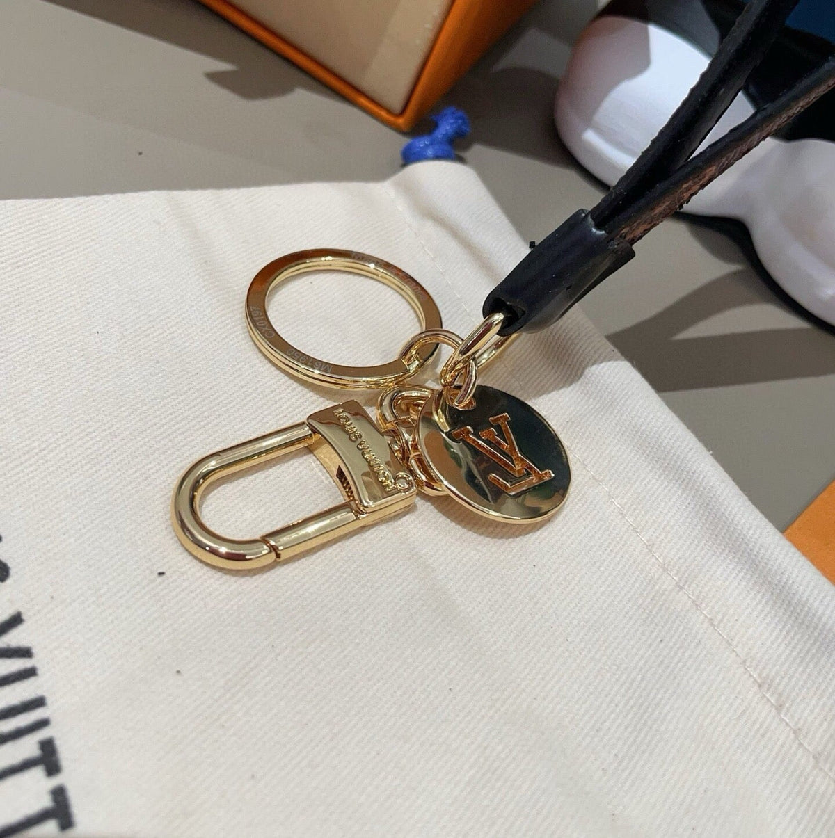 LOUIS VUITTON Canvas Metal Bag Charm Keychain