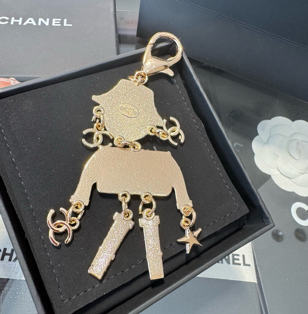 CHANEL Metal Bag Charm Keychain