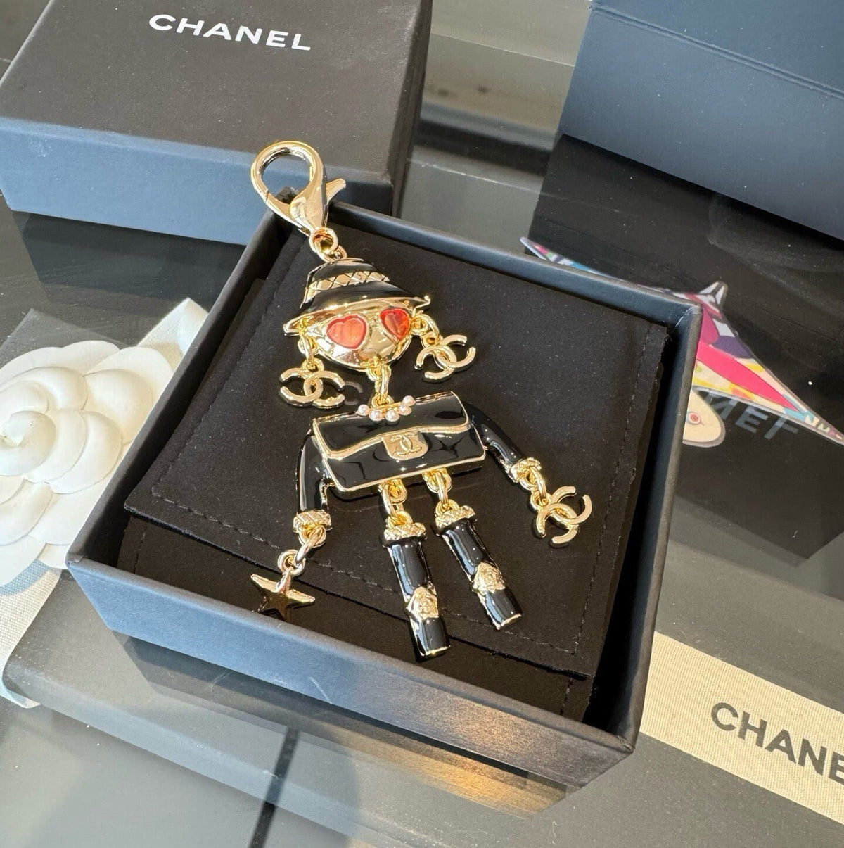 CHANEL Metal Bag Charm Keychain