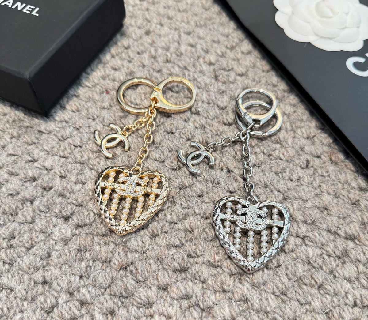 CHANEL Heart Bag Charm Keychain