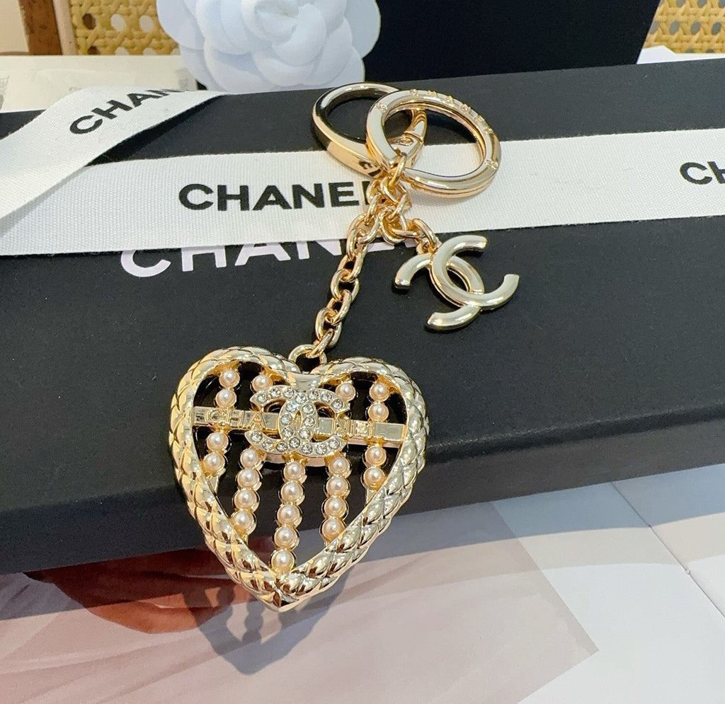 CHANEL Heart Bag Charm Keychain