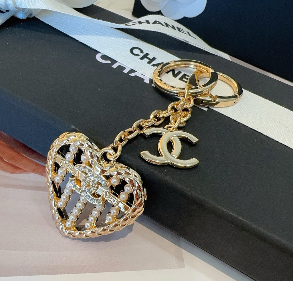 CHANEL Heart Bag Charm Keychain