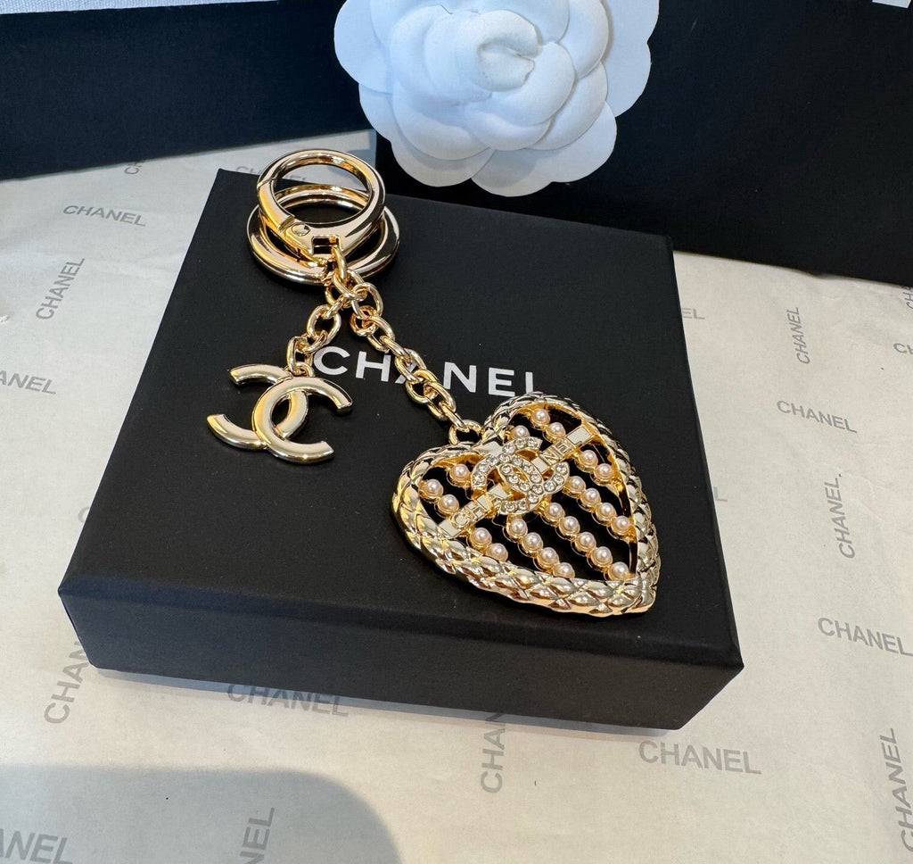 CHANEL Heart Bag Charm Keychain