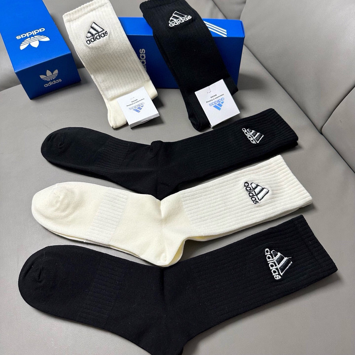 Adidas Cotton Knee-High Socks – 5-Pair Set #001