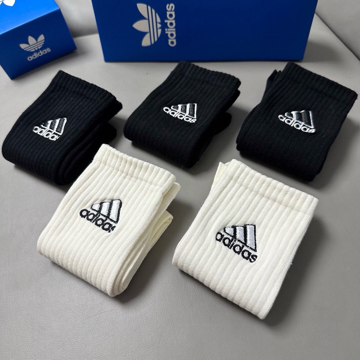 Adidas Cotton Knee-High Socks – 5-Pair Set #001