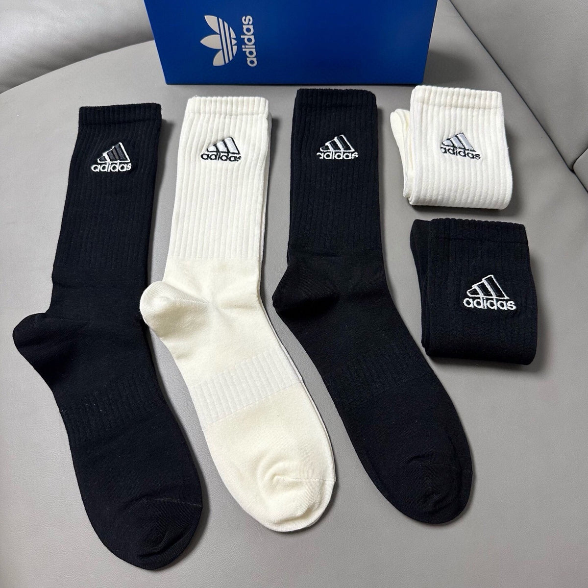 Adidas Cotton Knee-High Socks – 5-Pair Set #001