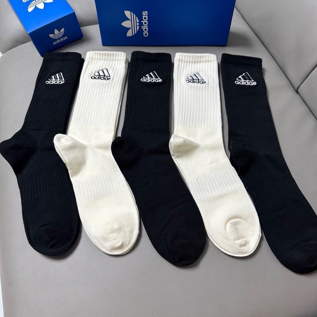 Adidas Cotton Knee-High Socks – 5-Pair Set #001