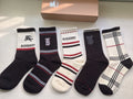 Burberry Comfort Knee-High Socks – 5-Pair Set #001