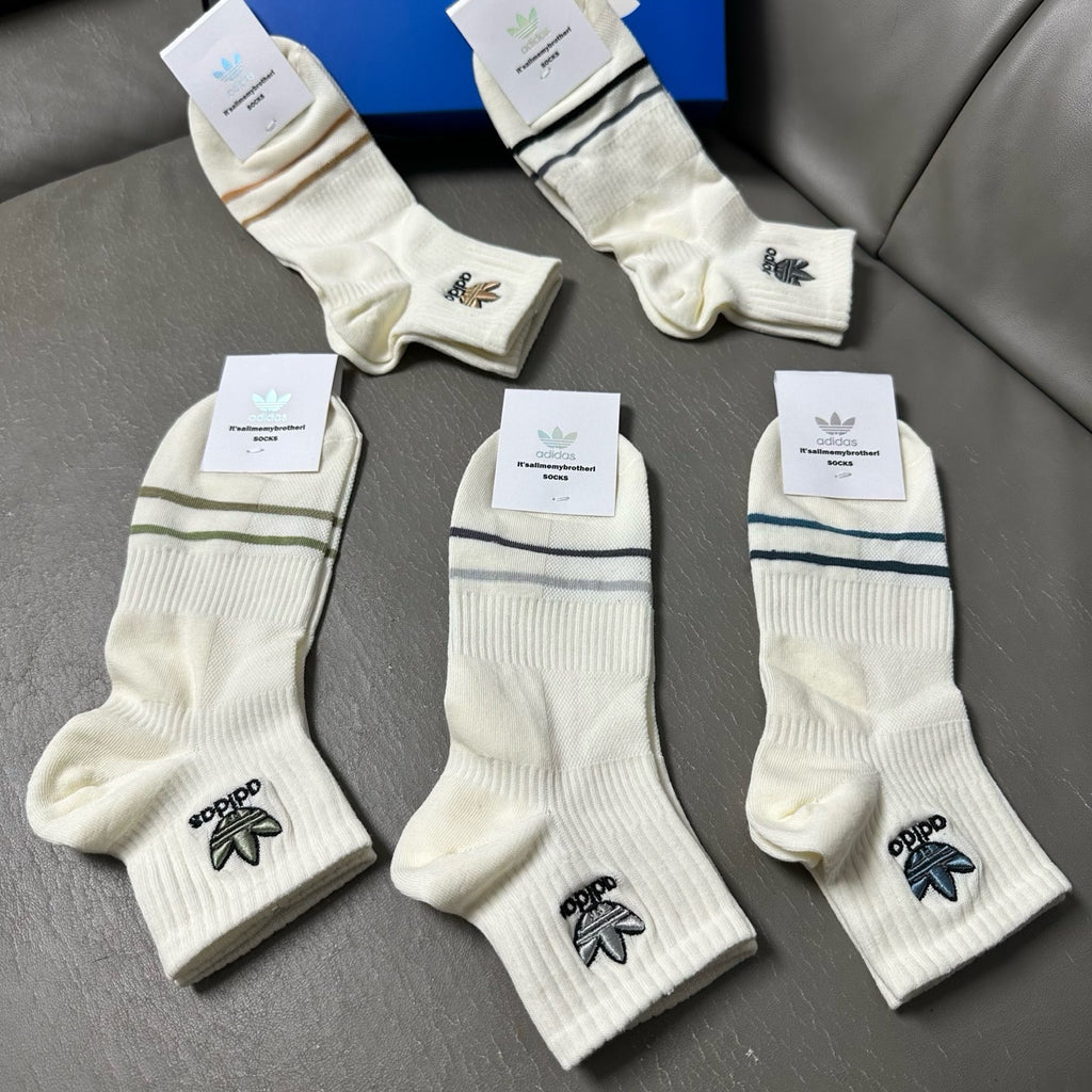 Adidas Cotton Crew Socks – 5-Pair Set #001