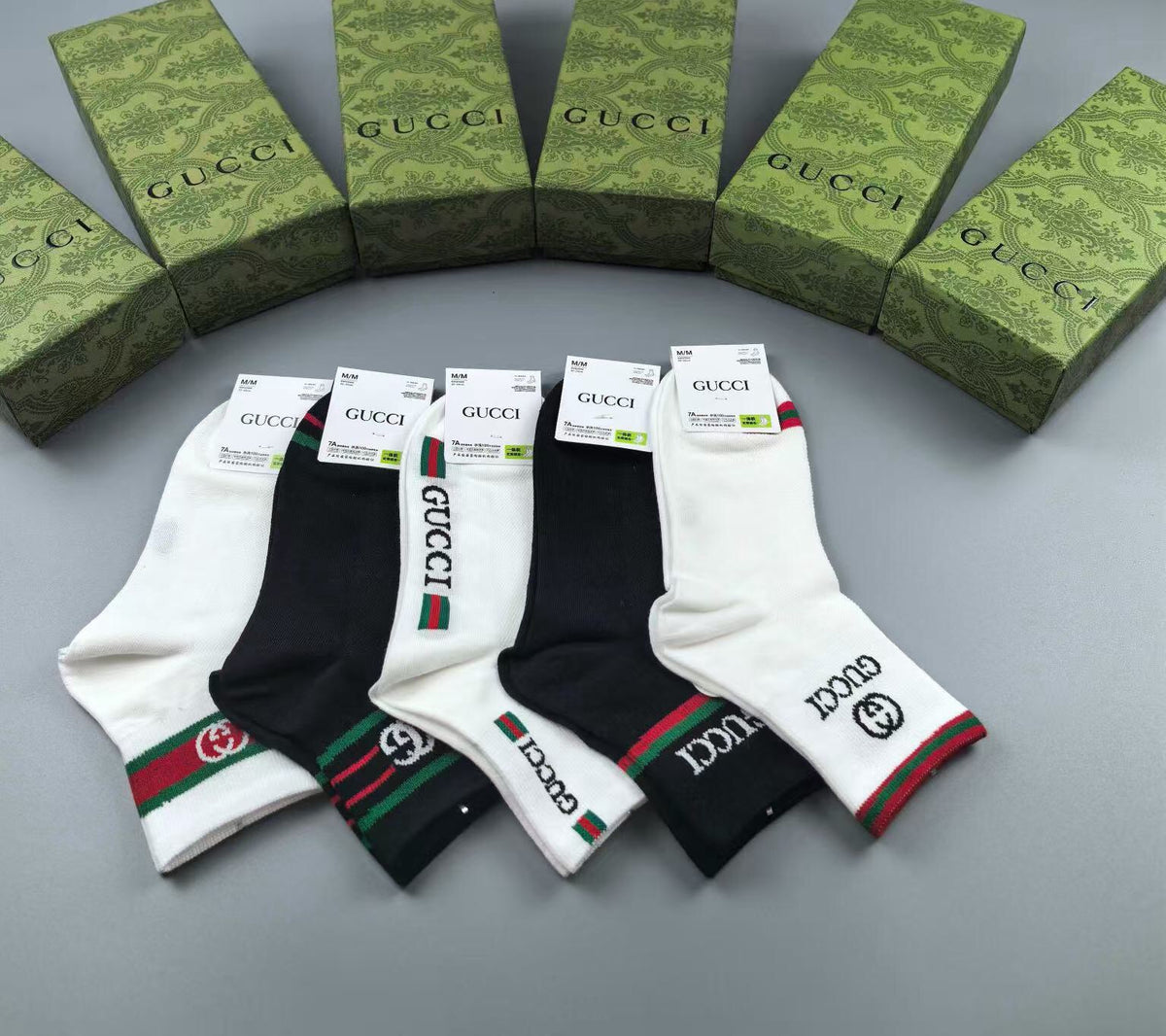 Gucci Comfort Crew Socks – 5-Pair Set #005