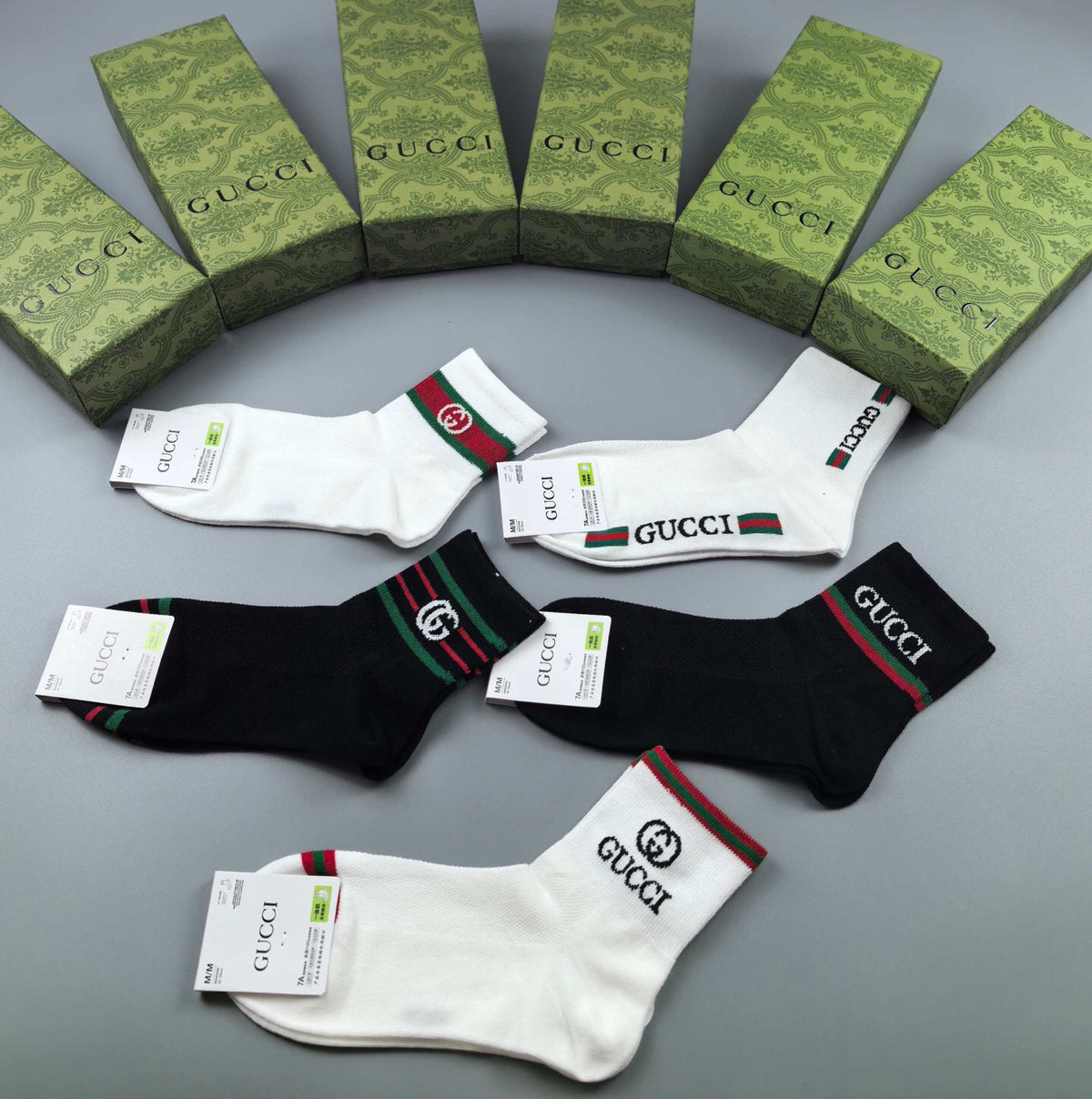 Gucci Comfort Crew Socks – 5-Pair Set #005