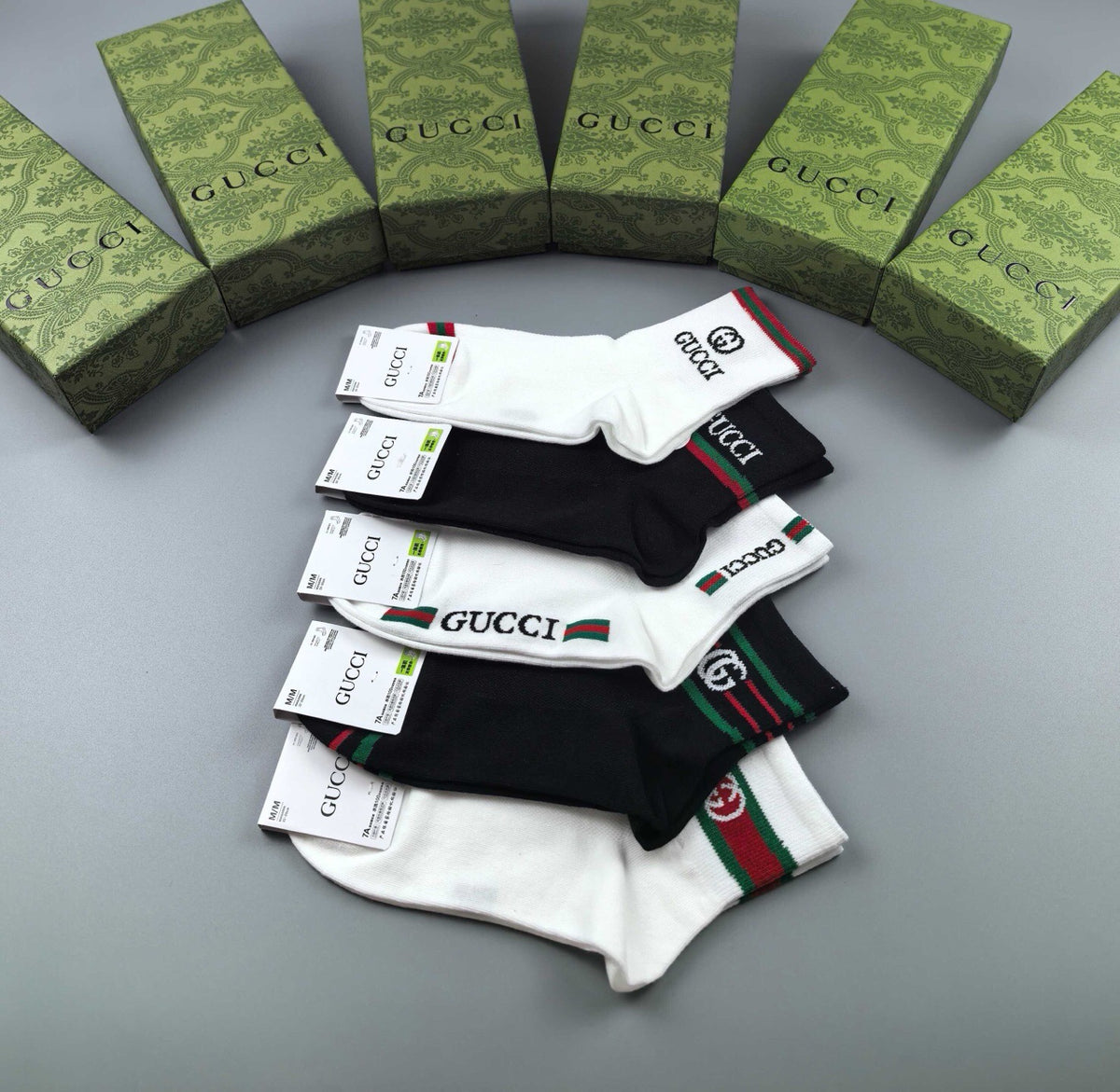 Gucci Comfort Crew Socks – 5-Pair Set #005