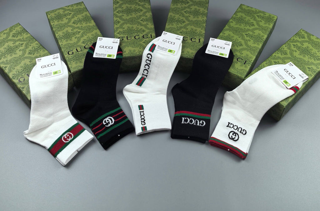 Gucci Comfort Crew Socks – 5-Pair Set #005