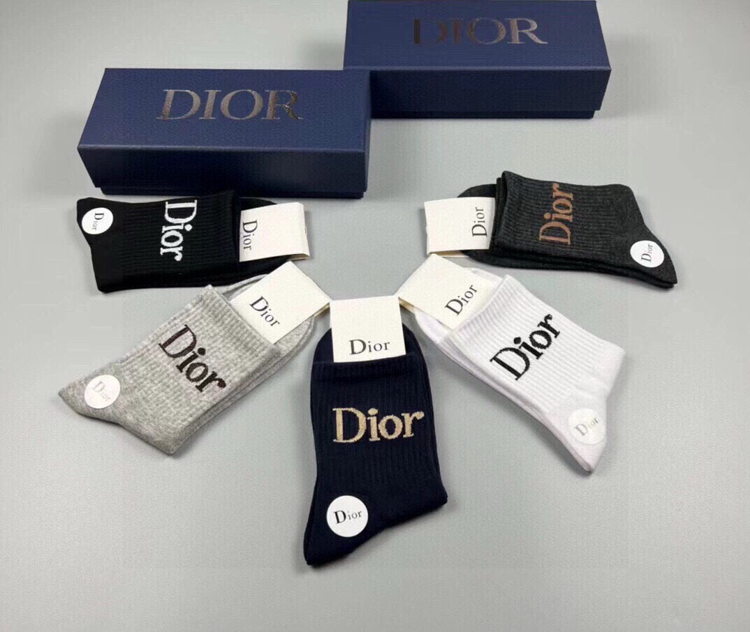 Dior Cotton Ankle Socks – 5-Pair Set #003