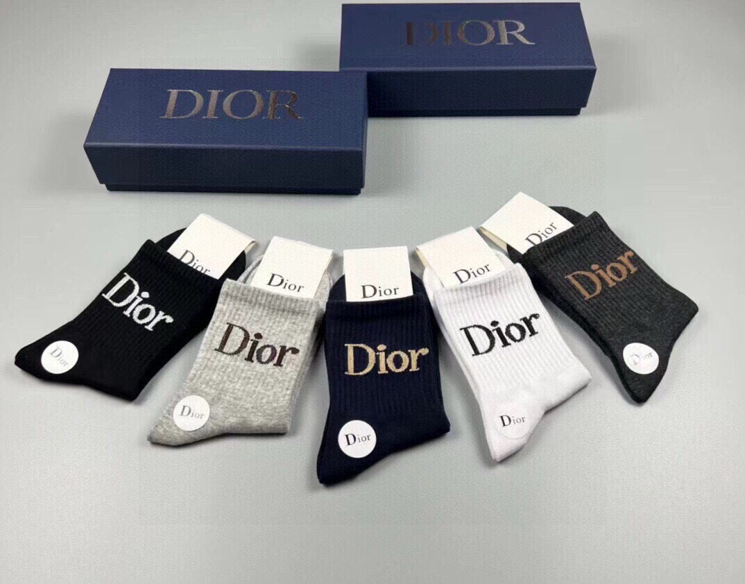 Dior Cotton Ankle Socks – 5-Pair Set #003