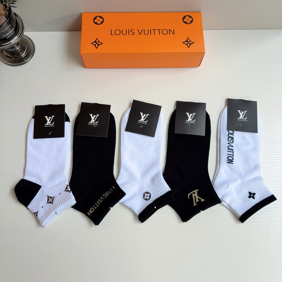 Louis Vuitton Cotton No-Show Socks – 5-Pair Set #003