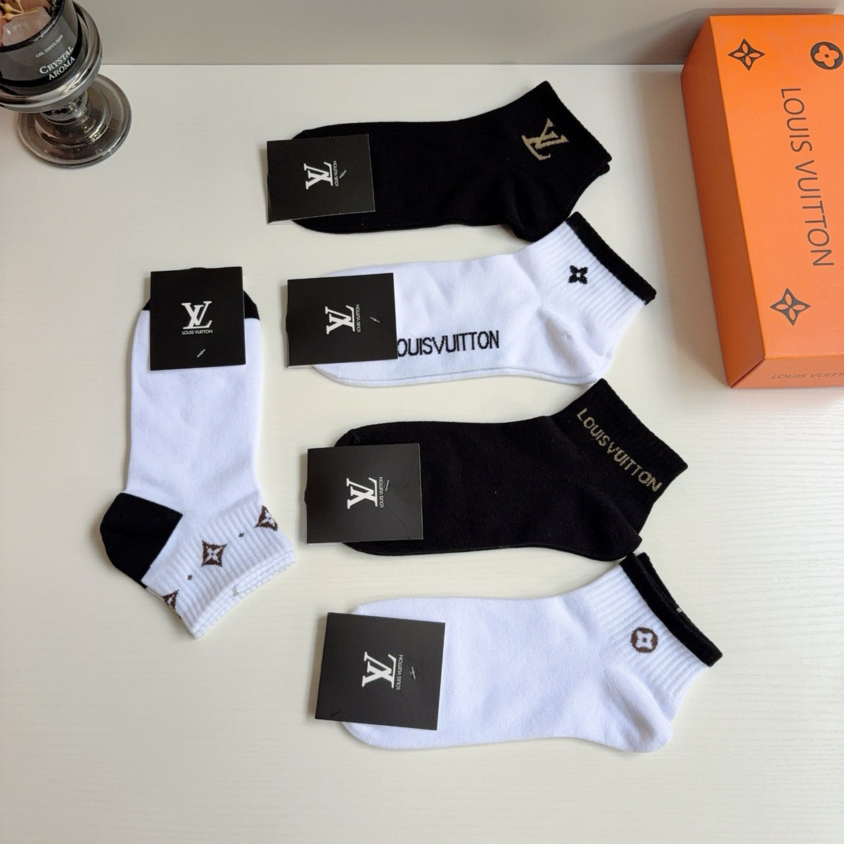 Louis Vuitton Cotton No-Show Socks – 5-Pair Set #003