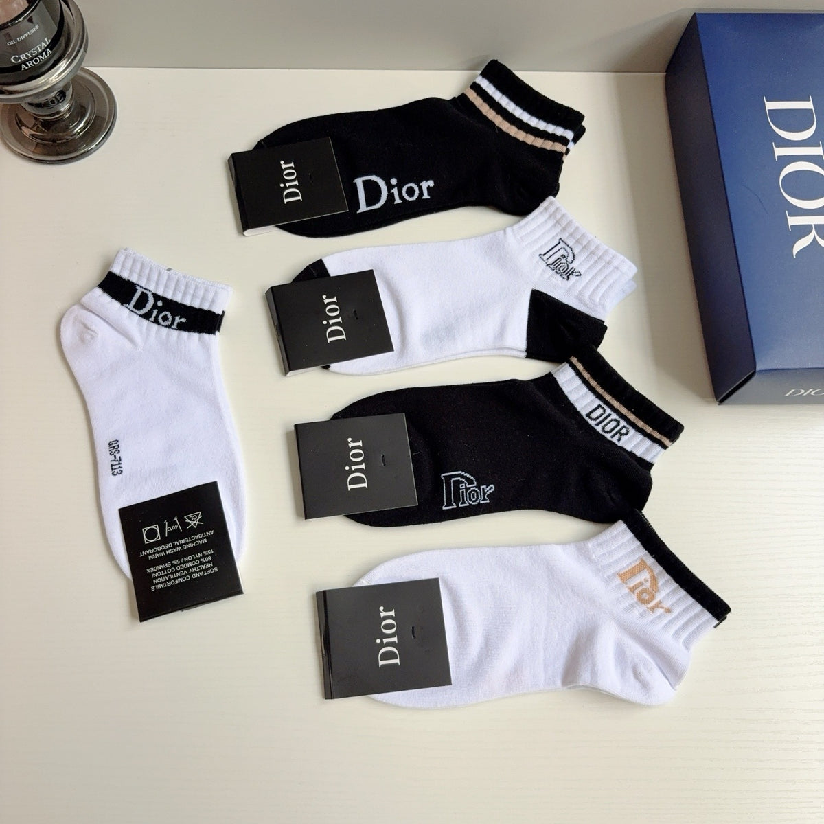 Dior Comfort Ankle Socks – 5-Pair Set #002
