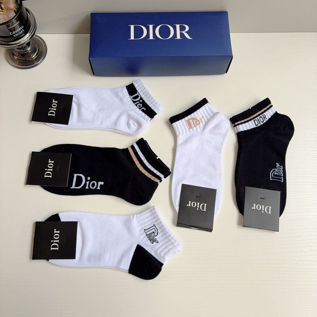 Dior Comfort Ankle Socks – 5-Pair Set #002