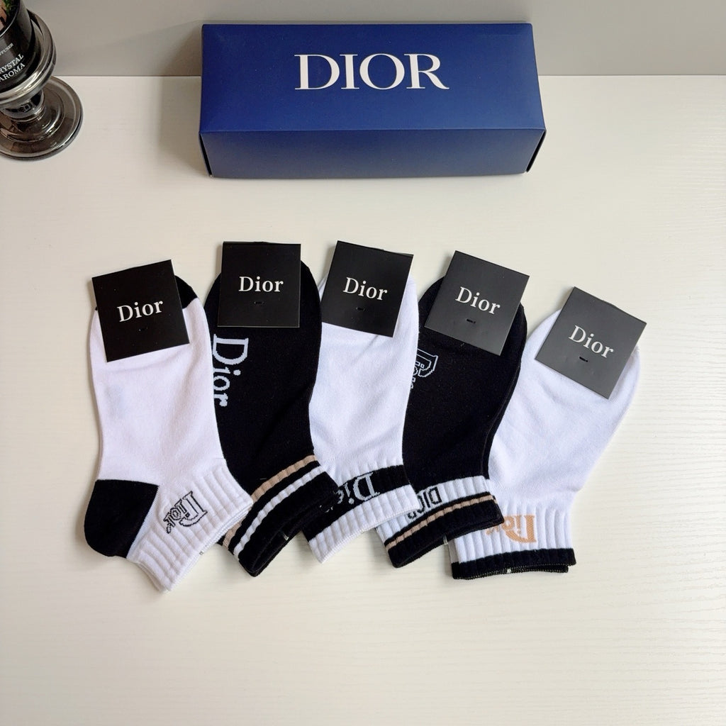 Dior Comfort Ankle Socks – 5-Pair Set #002
