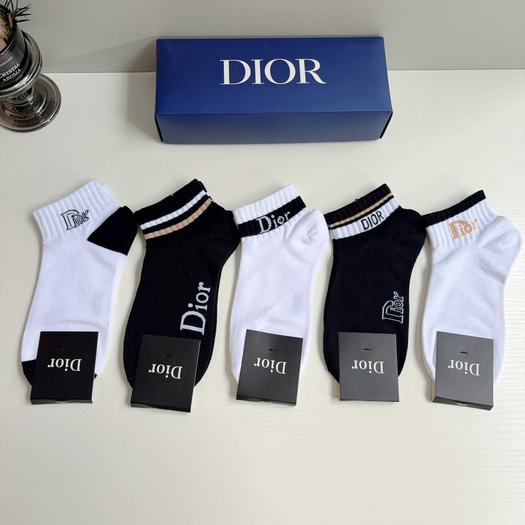 Dior Comfort Ankle Socks – 5-Pair Set #002