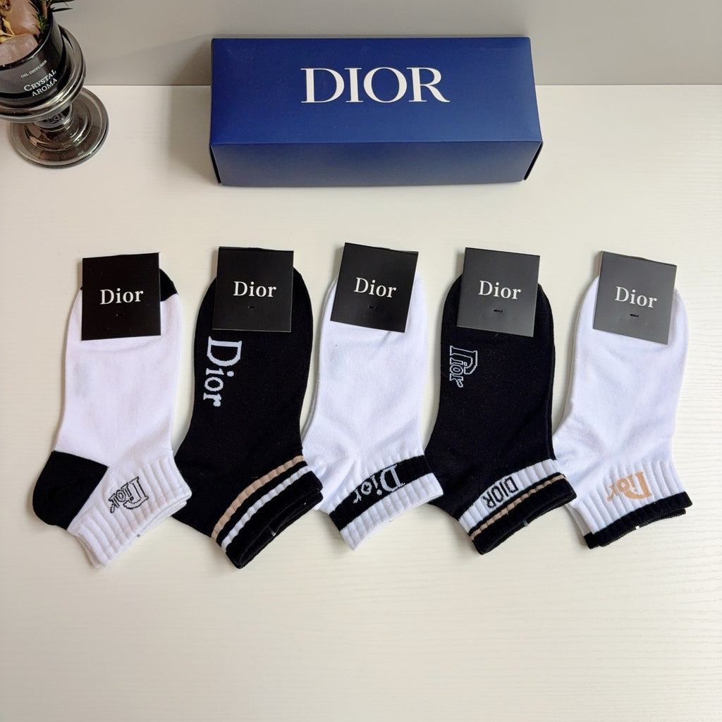 Dior Comfort Ankle Socks – 5-Pair Set #002