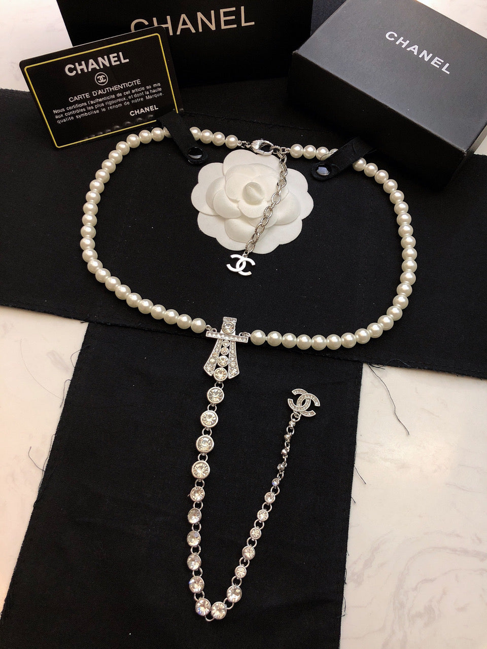 CHANEL Crystal Long Necklace
